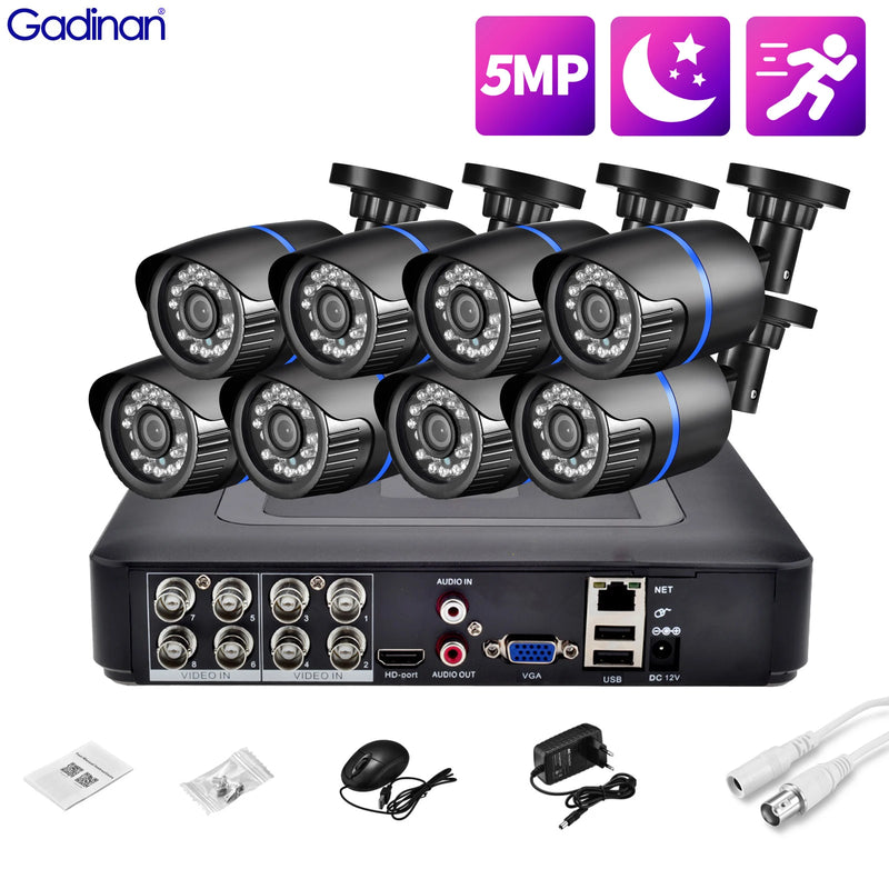 Gadinan 5MP 1080P Bullet Video Surveillance AHD DVR Recorder Waterproof Camera 24 infrared lights AHD CCTV Camera System Kit