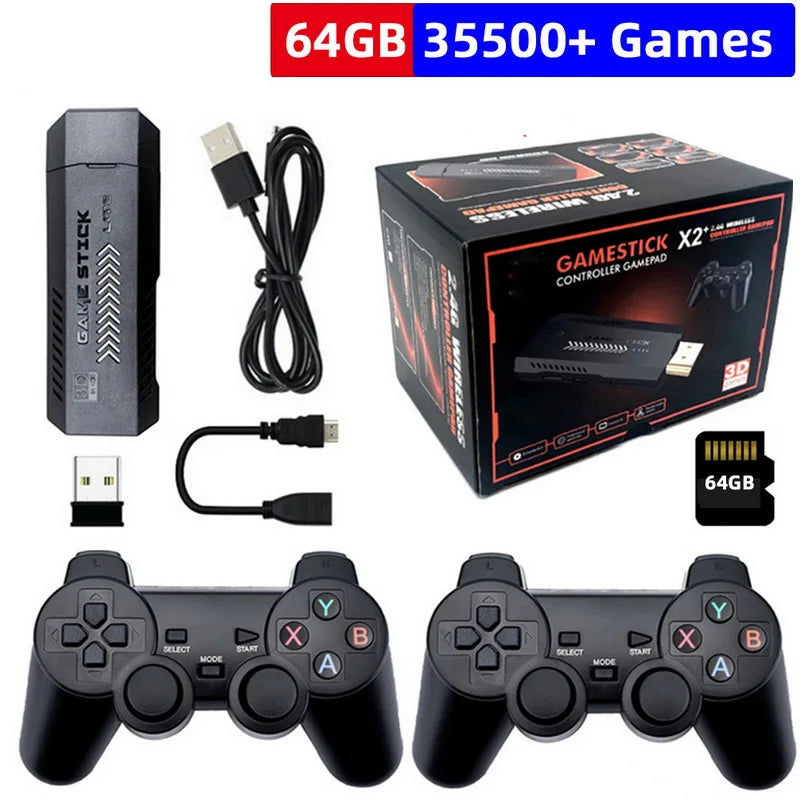 X2 Plus GD10 Pro 4K Game Stick 64G/128G HD Mini TV Retro Video Game Console With 2.4G Wireless Controller 40000+ Games Xmas Gift