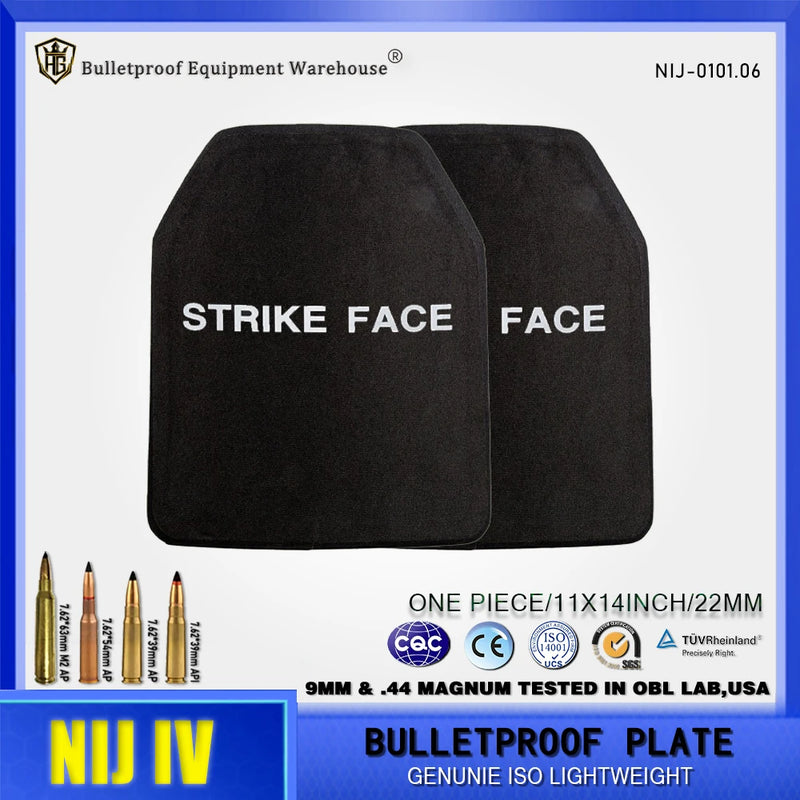 High Quality ISO Certified 11x14 Inch 22mm Ceramic Plus PE Composite Bulletproof Plate Protection Independent Protection Armor