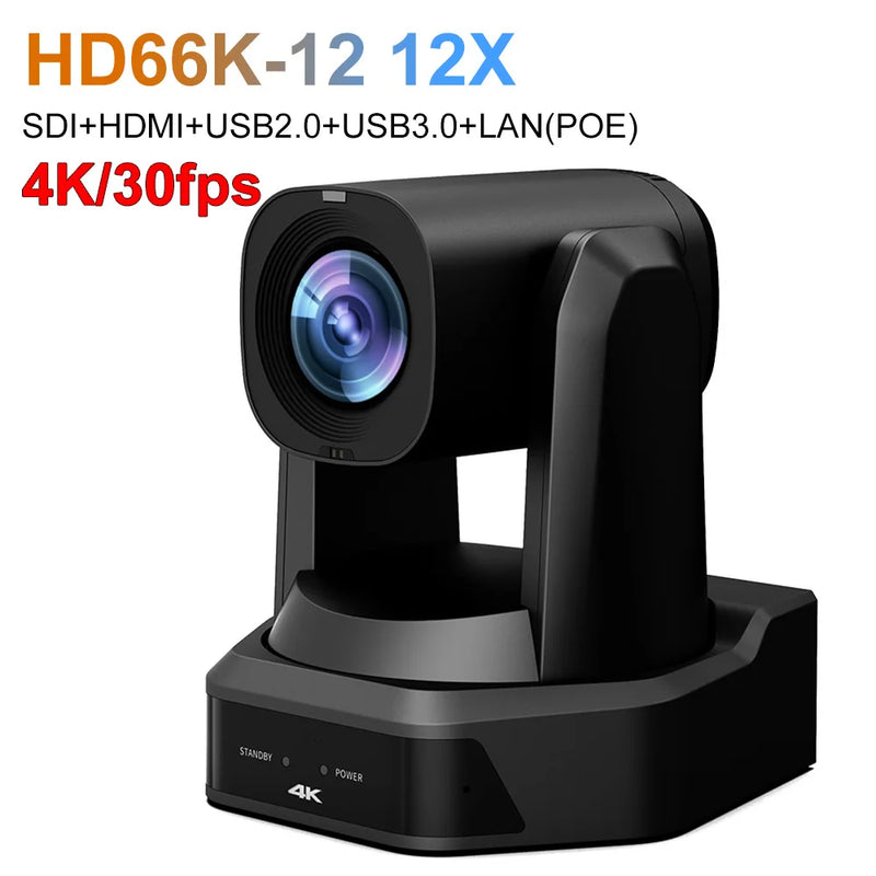 4K PTZ NDI Camera 12X 20X Optical Zoom AI Auto Tracking with PoE HDMI/SDI/USB/IP Live Streaming PTZ Camera for Church Services