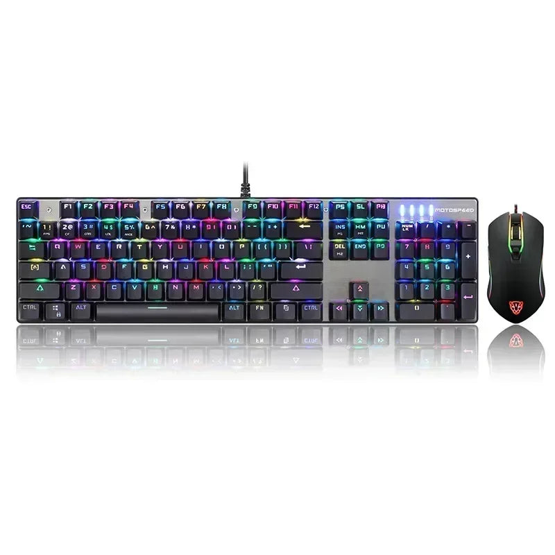 Motospeed CK888 Mechanical Gamer Keyboard 104 Keys With Mouse Combo 4 Buttons Wired 2400DPI Keyboard Backlit For PC Laptop Gifts