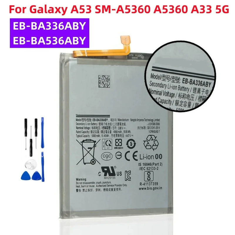 New EB-BA336ABY EB-BA536ABY 5000mAh Battery For Samsung Galaxy A33 A53 5G SM-A5360 A5360 +Tools