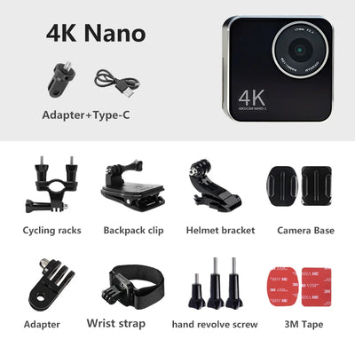 4K 60FPS Mini Sports Action Camera 4K Vlog Camera Waterproof EIS Outdoor Helmet Mini Cam 1080P 120FPS USB Pet Wifi Cameras