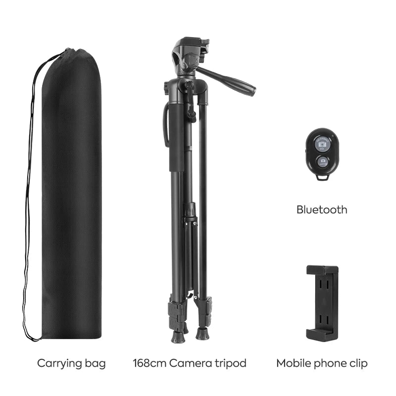 66in/168cm Camera Tripod For Phone,DSLR Camera Tripod Professional Aluminum Tripods With Remote Stand For Phone Video Recording