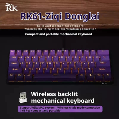 Rk Royal Kludge Rk61 2.4g Wireless Mechanical Keyboard Bluetooth Triodo 61 Rgb Backlit Mini Player Keyboard Hot Swappable