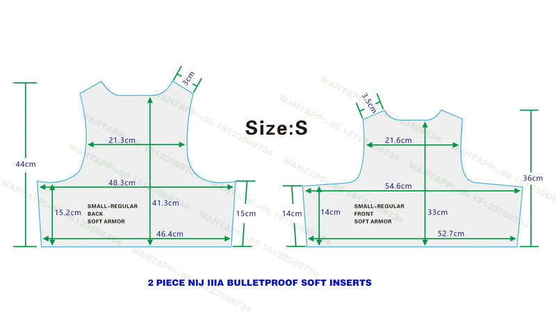 2 Pieces Front&Back custom XL Size BulletProof Plate NIJ IIIA 3A .44 PE Soft Ballistic Armour Inserts Tactical Panel For Vest