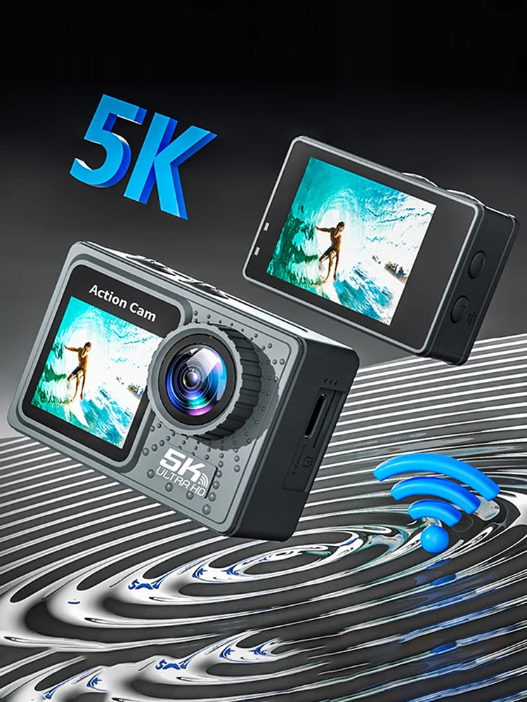 5K 4K 60FPS Action Camera Anti-shake WIFI Sport Camera Dual Screen 170° Wide Angle 30m Waterproof with Remote Control