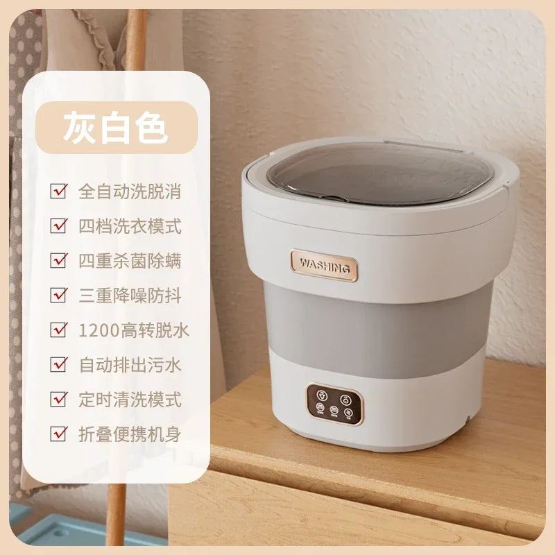 220V Compact Fully-Automatic Portable Washing Machine for Underwear, Socks and Delicates