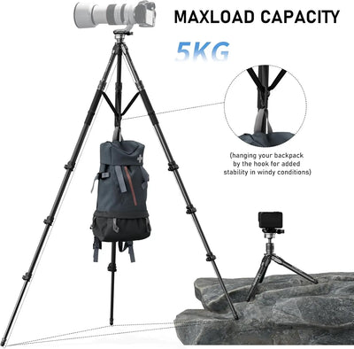 Ulanzi Professional TT35 Tripod Stand for Phone Camera Sony Canon Nikon Fujim iPhone Samsung Carbon Fibre Monopod Selfie Stick