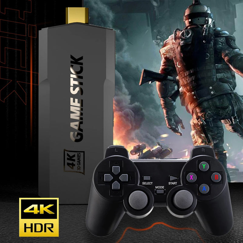 Game Console 4K 60fps HDMI-Compatible Output Retro Game Stick Plug and Play Handheld Console with Dual 2.4G Wireless Controllers