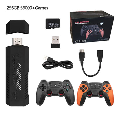 Retro Game Stick with 2.4G Wireless Controller Plug and Play Video Gaming Console 64G/128G/256G 35000+Games for TV Game Lovers