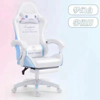 Pink Gaming Chair With Cat Paw Lumbar Cushion and Cat Ears Computer Armchair Reclining PC Game Chair for Girl Kids Teen Gamer