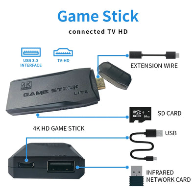 Video Game Sticks M8 Console 2.4G Dual Wireless Controller Game Stick 4K 10000 games 64GB Retro game For Dropshiopping Xmas Gift