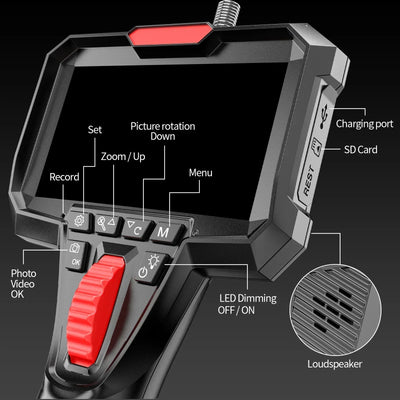 Articulating Borescope with 4.3'' Monitor 1080P 6.0MM HD Steerable Endoscope Camera  with Articulated Probe For Engine Inspect