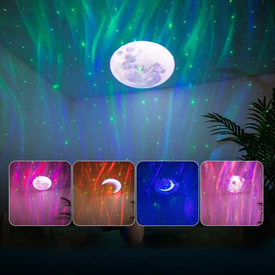 Aurora Boreali Projector Night Light 3000mAh Bedroom Children Game Dynamic Moon Star Bluetooth Speaker Romantic Atmosphere Light