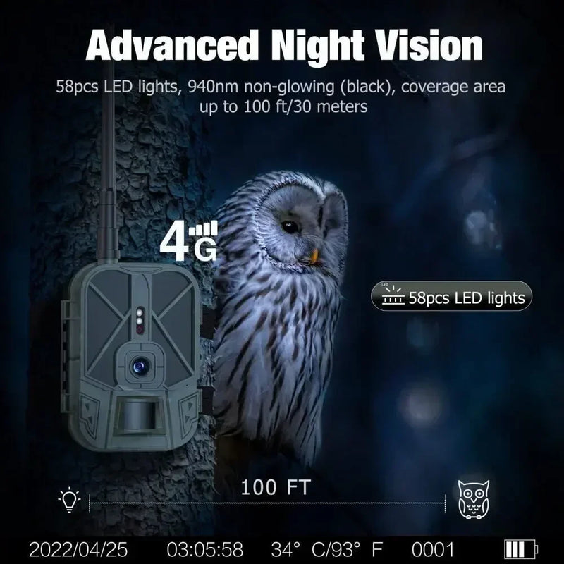 HC-940Pro-Li 4G 4K Video 36MP Wildlife Trail Camera APP 940nm Invisible IR LEDs Night Vision Hunting camera IP65 Waterproof