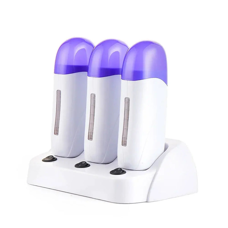 3PCS Base Electric Wax Heater Set Depilatory Heater Hair Removal Waxing Machine Waxing Warmer Roll on Wax Heater Roller Epilator