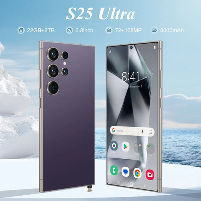 New2025 S25 Ultra smartphone 5G 6.8-inch high-definition full screen Android 14 Camera 108MP Battery 8000mAh Fingerprint unlock