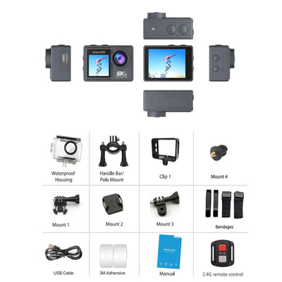 New 5K 30FPS 48MP WiFi Action Camera Ultra HD 2 Inch Touch Screen 30M Underwater Camera With 900mAh Polymer Lithium Battery