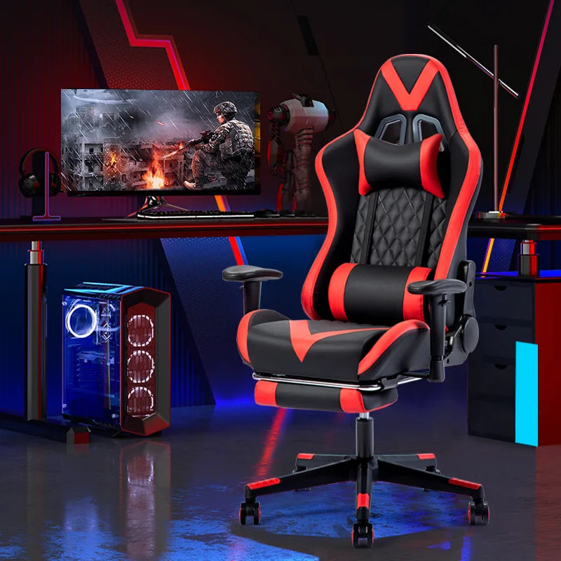 comfortable custom anji pu leather reclining PC computer chair silla gamers racing gaming chair with footrest