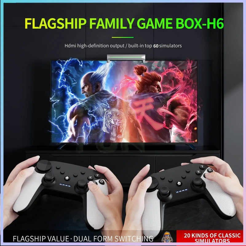 H6 Video Game Console 4K HD TV Games Box 256GB 20000+ Arcade Game Simulators Dual Players WIreless Controller for PS1 PSP