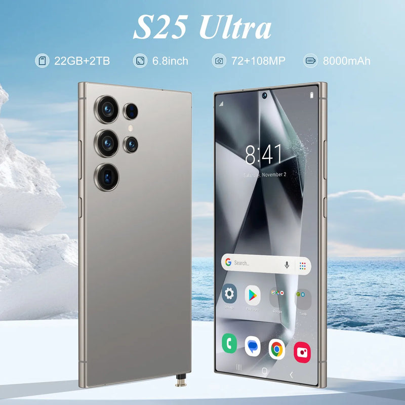 New2025 S25 Ultra smartphone 5G 6.8-inch high-definition full screen Android 14 Camera 108MP Battery 8000mAh Fingerprint unlock