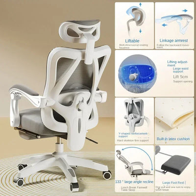 Office Chair Gaming Chair Ergonomic Design Sit for A Long Time Not Tired Staff Chair Sponge Cushion with Footrest Boss