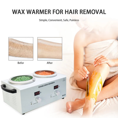 Wax Heater Electronic Display Facial Skin SPA Equipment Dual Double Paraffin Hot Hair Removal Tool Adjustable Temperature