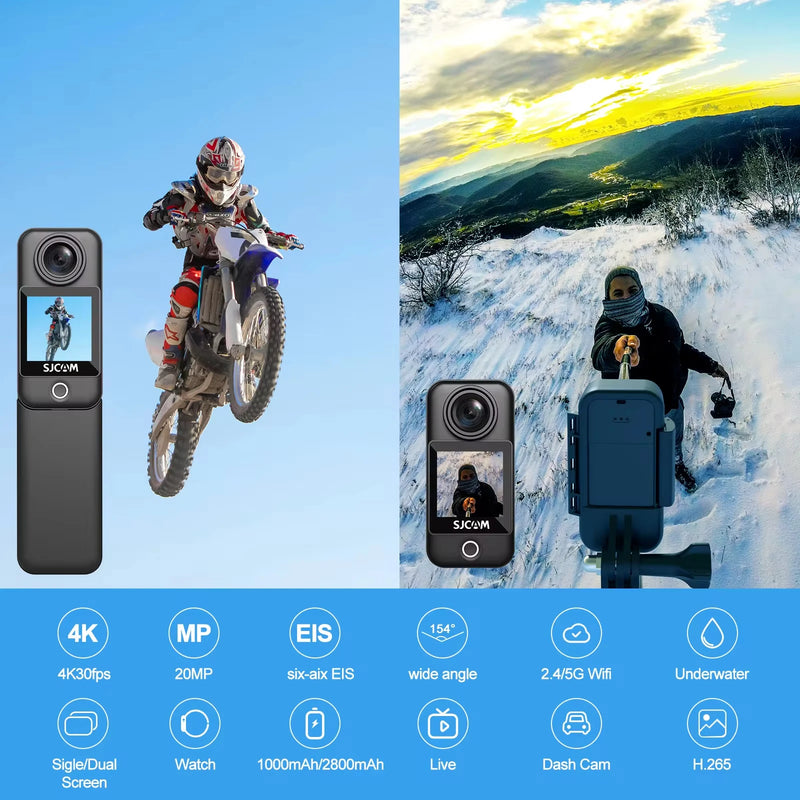 SJCAM C300 Pocket Action Camera 4K/30FPS Long Battery 6-Axis GYRO Stabilization 5G WiFi Remote Webcam Sport DV Shooting Cam