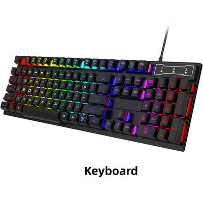 104Keys Wired Keyboard with RGB Backlit Breathing Light Gaming Ergonomic Keyboard And Mouse Set for Computer Laptop Gamer Office