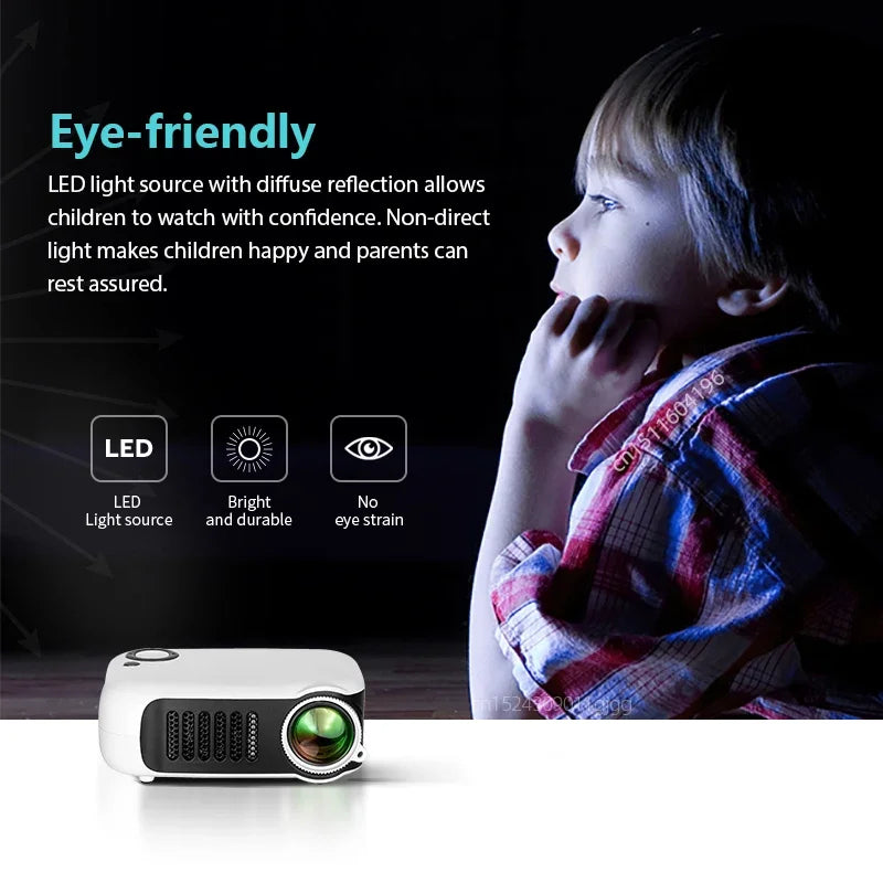 A2000 MINI Projector Portable Home Theater 3D LED Videoprojectors Cinema Laser Beamer for 4K 1080P Via HD Port Smart TV BOX