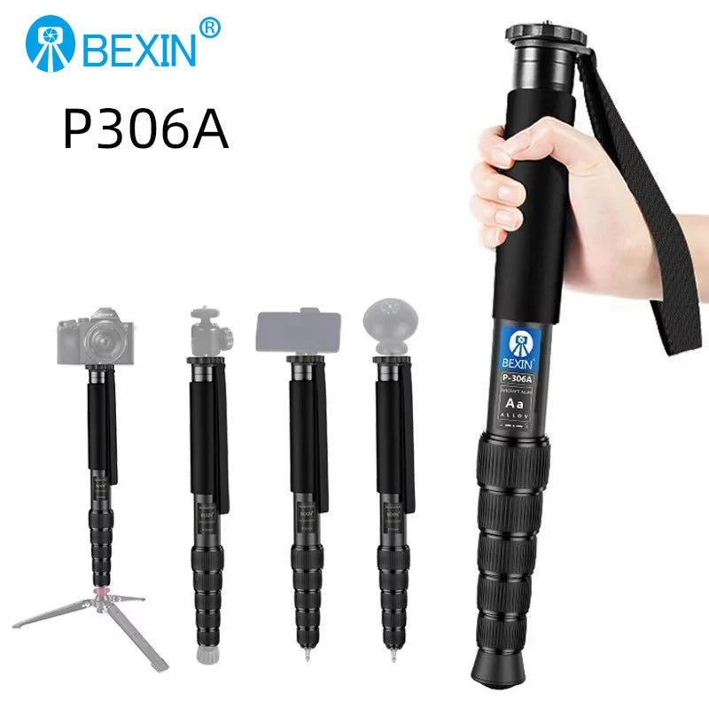 BEXIN P306A Professional Aluminium Monopod Portable Travel Video Selfie Holder Lightweight Monopod for Canon Nikon DSLR Camera