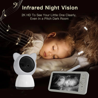 5" 3MP Baby Monitor Babyphone Wireles Security Video Camera Bebe Nanny VOX HD Night Vision PTZ Lullabies Temperature Humidity