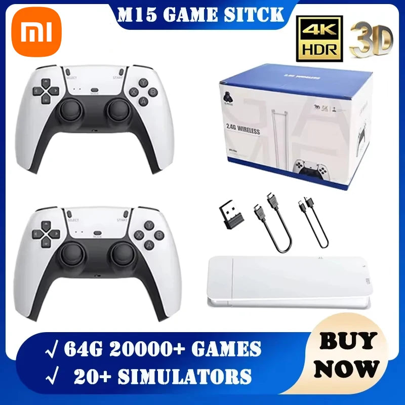 Xiaomi M15 Game Stick Wireless Gamepads Mini TV Handheld Game Console Video Game 64G 30000+ Game Output Two-player for PS1 Etc