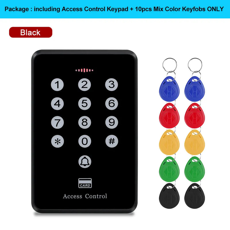 Cheap Standalone Access Control System Kit RFID Keypad 125KHz Card Reader Access Controller Keyfobs for Home OBO Hands