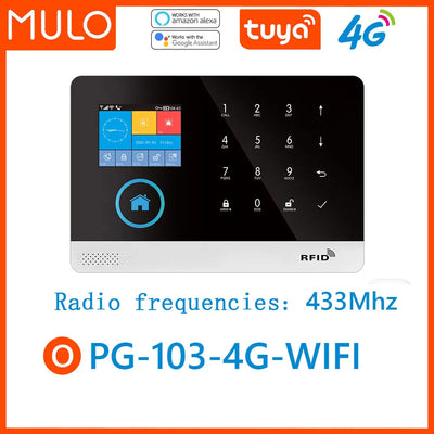 MULO Alarm System for Home Burglar Security WiFi GSM PG103 4G Alarma Wireless Tuya Smart House App 433MHz With Screens PIR Motio