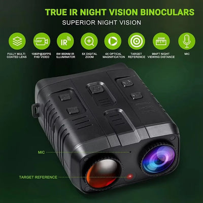 Night Vision Binoculars Device 5x Digital 800m Full Dark 3W 850nm Infrared Telescope Goggles For Camping Hunting Video Record