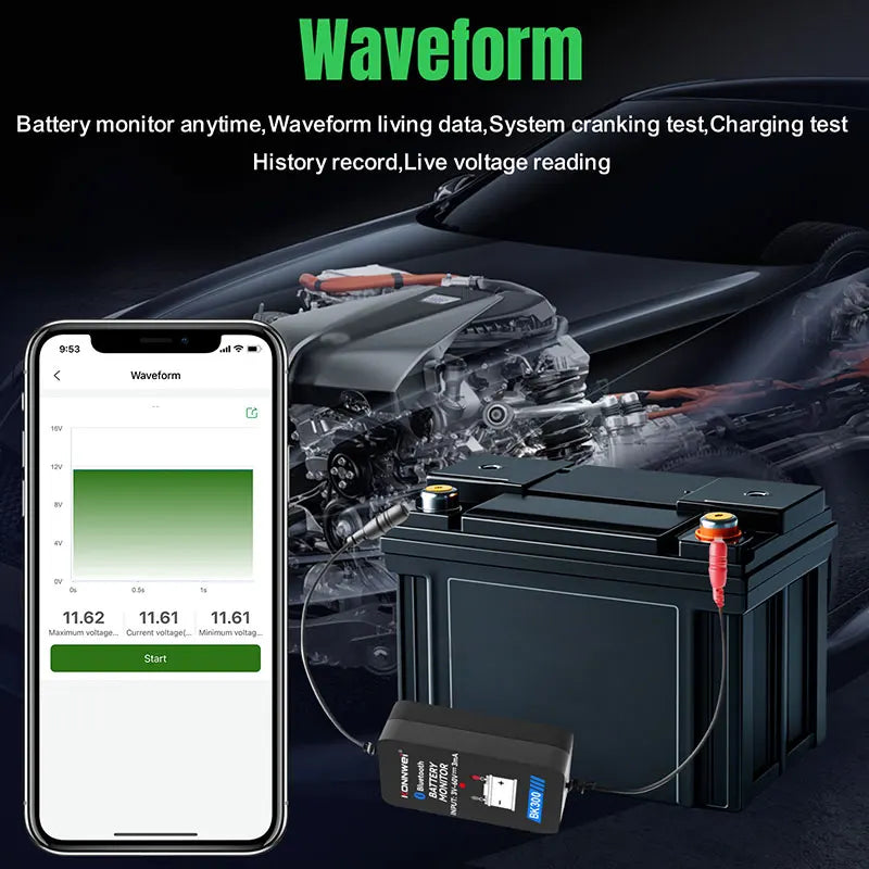 KONNWEI BK300 Bluetooth 5.0 Battery Monitor for 6V 12V 24V Lead Acid car truck starting battery For Android IOS Battey Analyzer