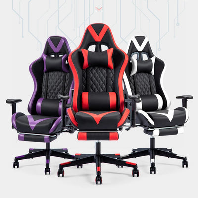 comfortable custom anji pu leather reclining PC computer chair silla gamers racing gaming chair with footrest