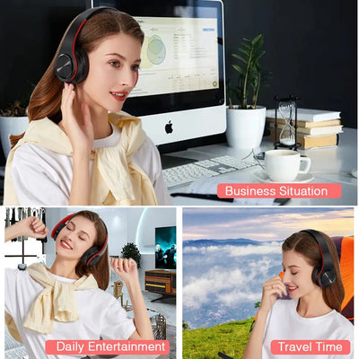 2025 Upgrading Wireless Bluetooth Headphones Stereo Headset Music Sports Overhead Earphone with Mic for Smart Phone TV PC Tablet