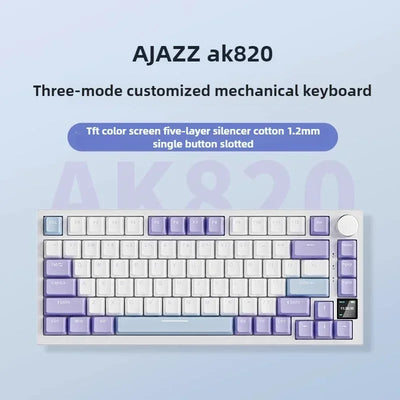 AJAZZ AK820 Wireless Mechanical Keyboard Three Mode RGB Hot Swap Gasket Structure Gamer Laptop Accessories Bluetooth Keyboard