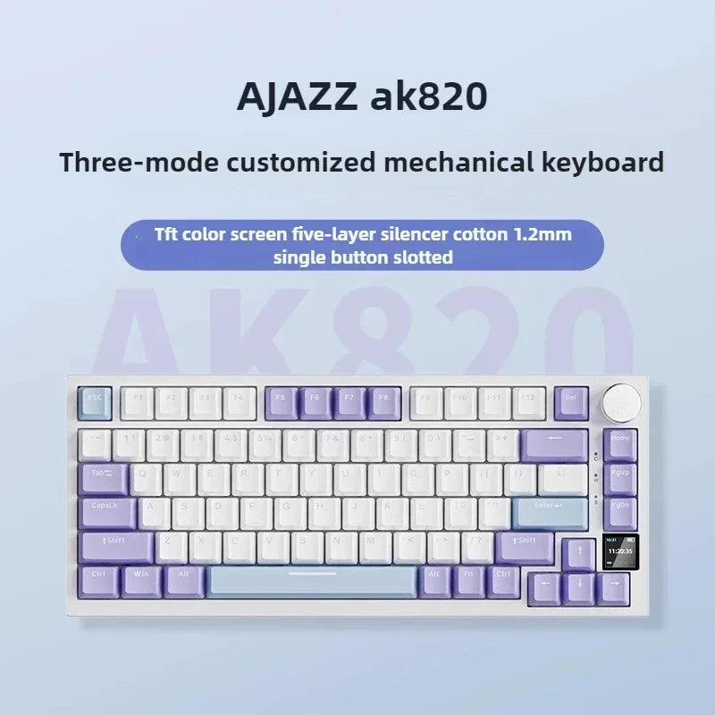 AJAZZ AK820 Wireless Mechanical Keyboard Three Mode RGB Hot Swap Gasket Structure Gamer Laptop Accessories Bluetooth Keyboard