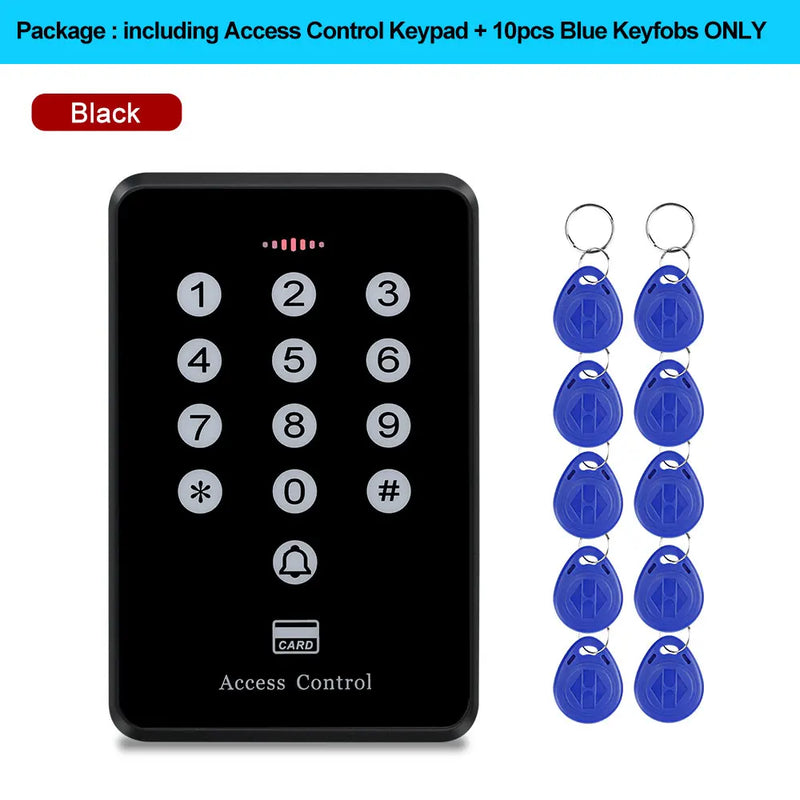 Cheap Standalone Access Control System Kit RFID Keypad 125KHz Card Reader Access Controller Keyfobs for Home OBO Hands