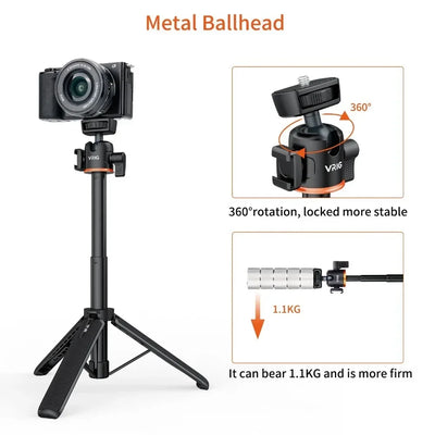 TP-06 Mini Extend Phone Tripod Stand Bracket Camera Tripod 360° Ball Head Cold Shoe Selfie Stick for iPhone 14 13 12 GoPro