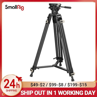 SmallRig Aluminum Alloy Heavy-Duty Fluid Head Tripod AD-01 for Camcorder/DSLR Camera Stand Professional Video Tripod 3751