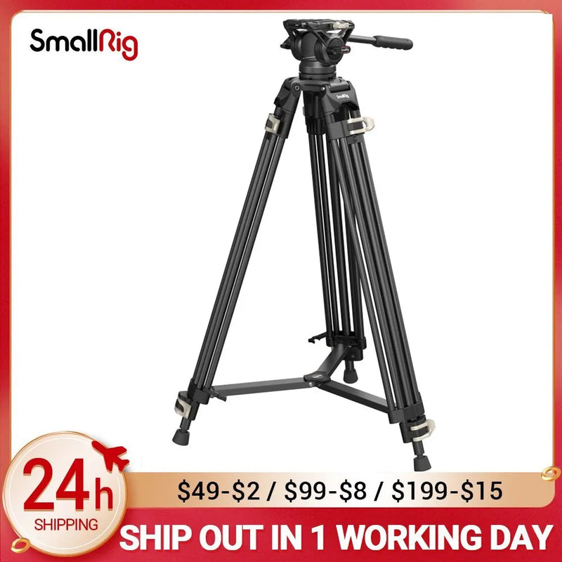 SmallRig Aluminum Alloy Heavy-Duty Fluid Head Tripod AD-01 for Camcorder/DSLR Camera Stand Professional Video Tripod 3751