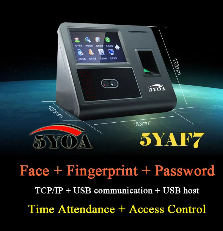 Face Facial Recognition Fingerprint TCP IP Attendance Access Control Device Biometric Time Clock Recorder No Touch Contactless