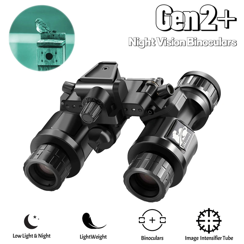 Gen2+ Low Light Head Mounted Binocular Night Vision Goggles IR White Phosphorescence Image Intensifier Tube for Darkness Patrol